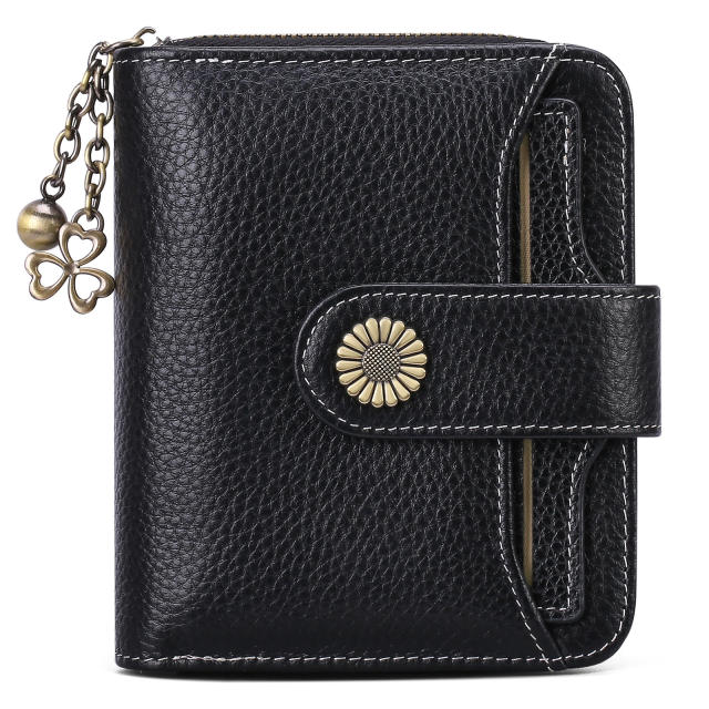 Korean fashion Genuine Leather daisy flower accessory women wallet purse