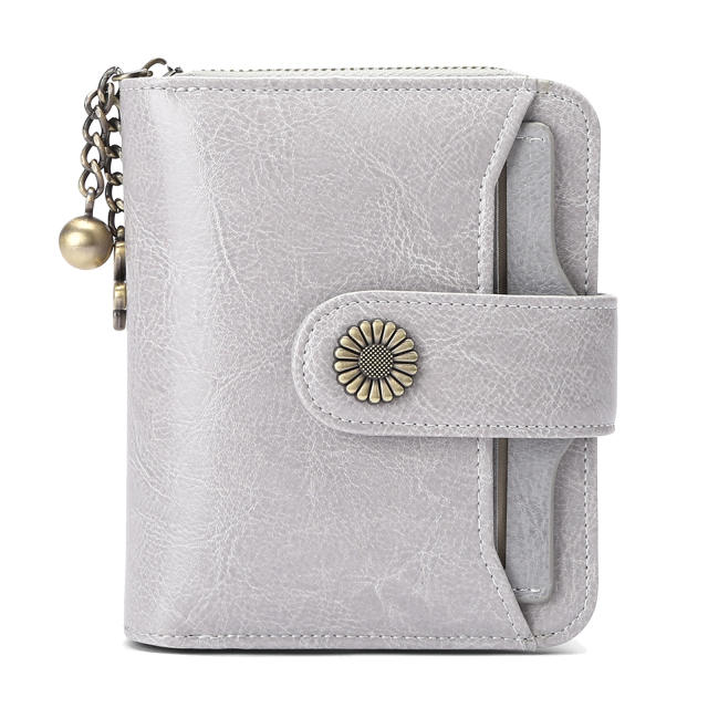 Korean fashion Genuine Leather daisy flower accessory women wallet purse