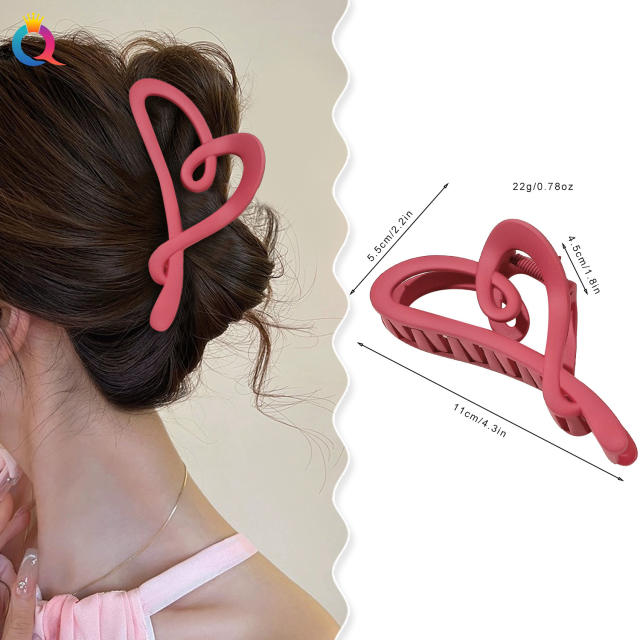 11CM large size hollow heart shape women hair claw clips