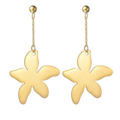 Concise flower dangle stainless steel earrings