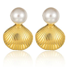 Ocean series pearl shell stainless steel earrings
