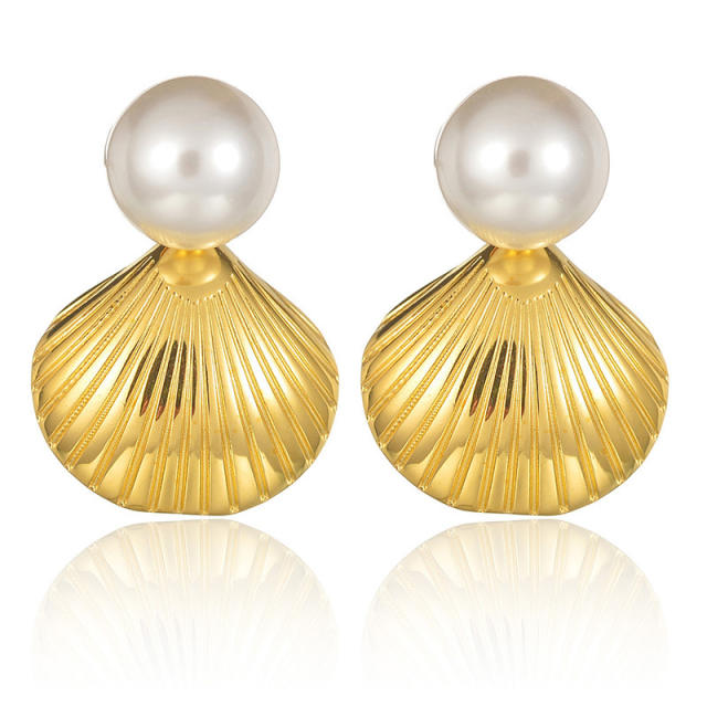 Ocean series pearl shell stainless steel earrings