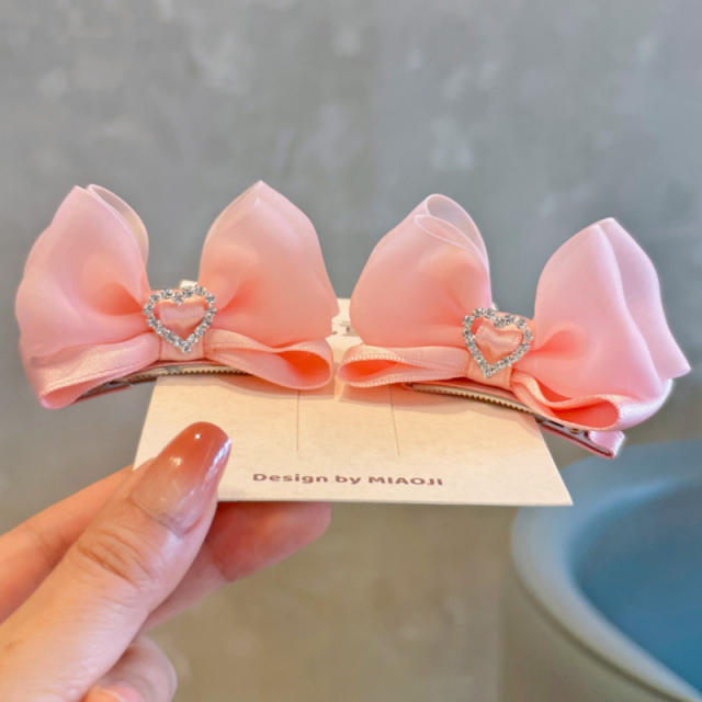Spring plain color bow hair clips for kids