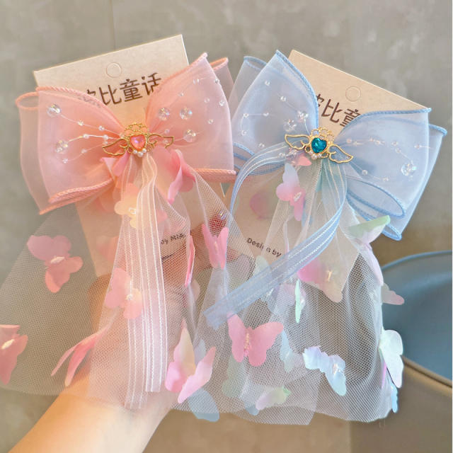 Korean fashion plain color bow hair clips for kids