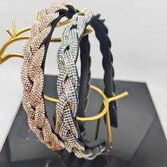 Delicate braid pattern diamond headband wedding headband