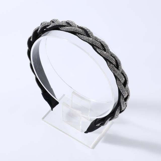 Delicate braid pattern diamond headband wedding headband
