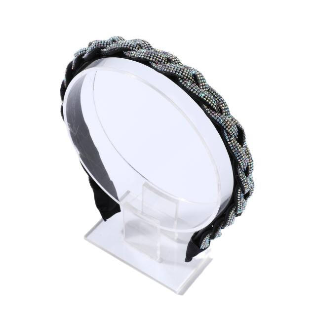 Delicate braid pattern diamond headband wedding headband