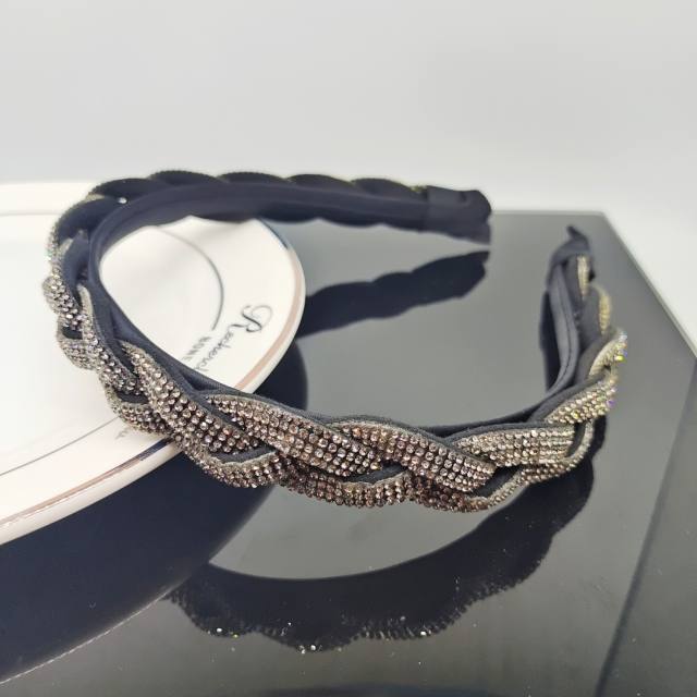 Delicate braid pattern diamond headband wedding headband