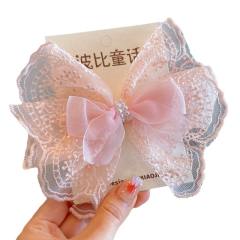 Spring design lace bow hair clips for kids
