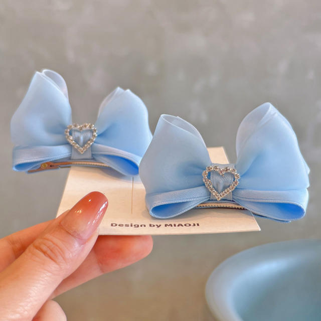 Spring plain color bow hair clips for kids