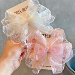 Spring design lace bow hair clips for kids