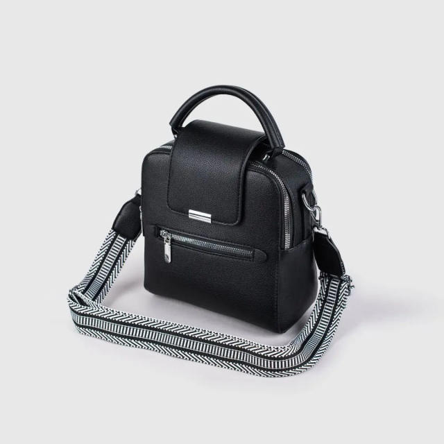 Classic black color two strap  crossbody bag