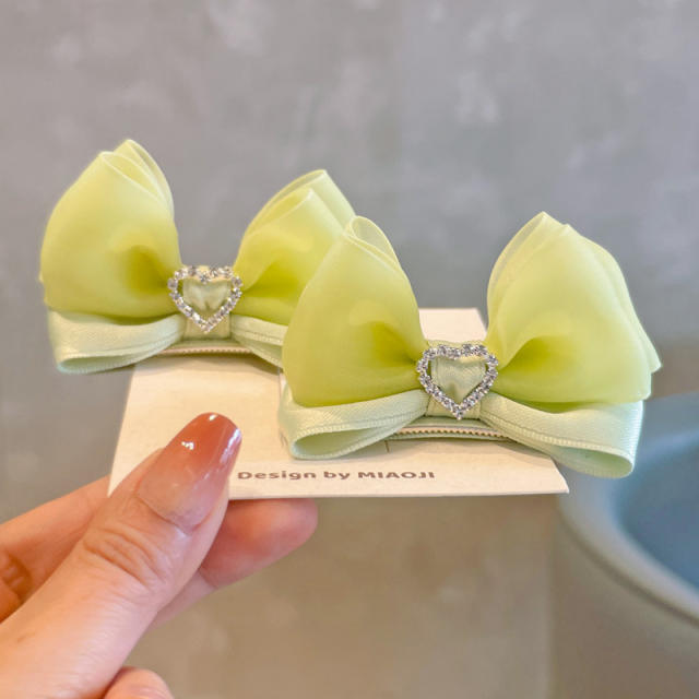 Spring plain color bow hair clips for kids