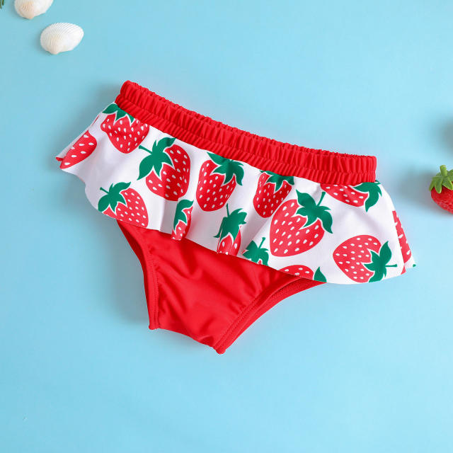 Cute strawberry pattern two piece swimsuit for kids