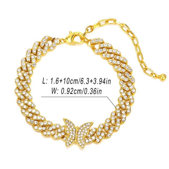 10cm hiphop diamond cuban link chain anklet