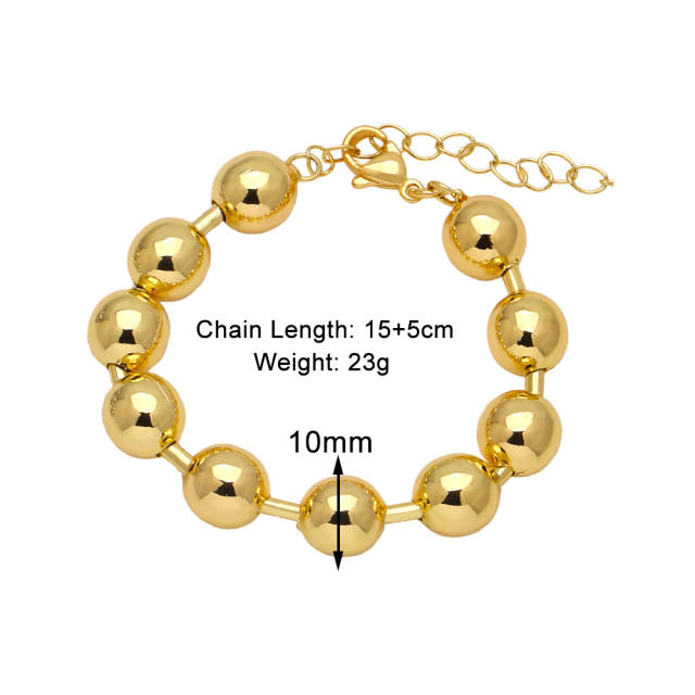 10mm bead Hiphop gold plated copper ball beaded choker necklace