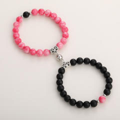 Hot sale natural stone beaded heart Magnetic attraction couple bracelet