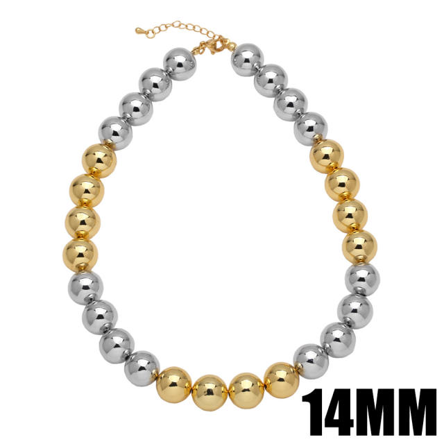 Hiphop mix color gold plated copper ball beaded choker necklace