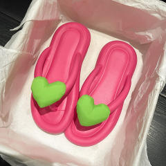Cute candy color heart super soft eva flip flops slippers