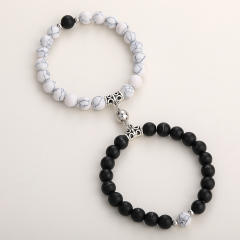 Hot sale natural stone beaded heart Magnetic attraction couple bracelet
