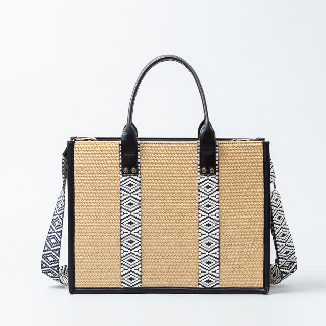 Summer elegant straw pattern tote bag beach bag