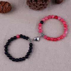 Hot sale natural stone beaded heart Magnetic attraction couple bracelet