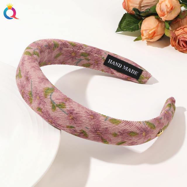 Spring floral pattern sweet padded headband collection