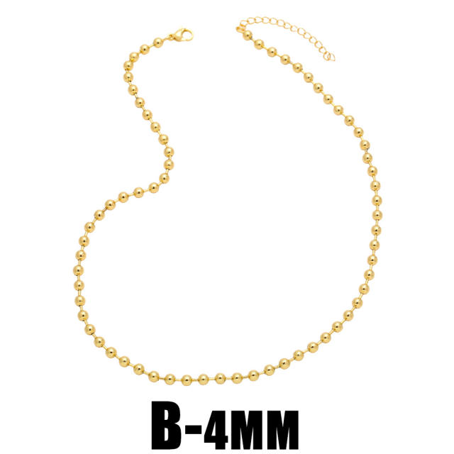 3MM/4MM/5MM/6MM Gold plated copper ball beaded choker necklace