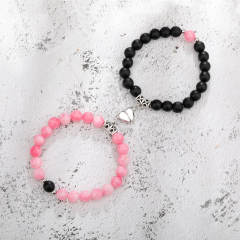 Hot sale natural stone beaded heart Magnetic attraction couple bracelet