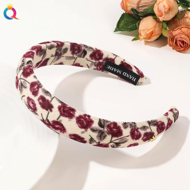 Spring floral pattern sweet padded headband collection