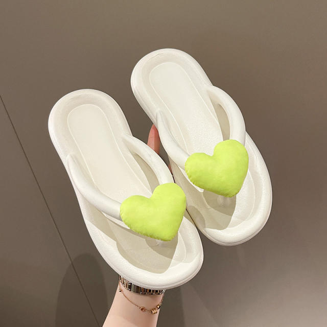 Cute candy color heart super soft eva flip flops slippers