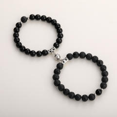 Hot sale natural stone beaded heart Magnetic attraction couple bracelet