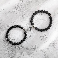 Hot sale natural stone beaded heart Magnetic attraction couple bracelet