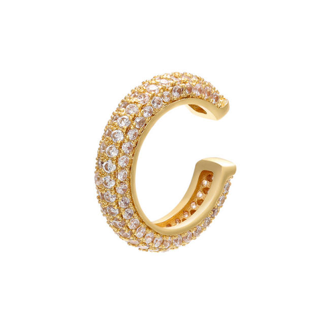 Chic full of colorful cubic zircon gold plated copper ear cuff