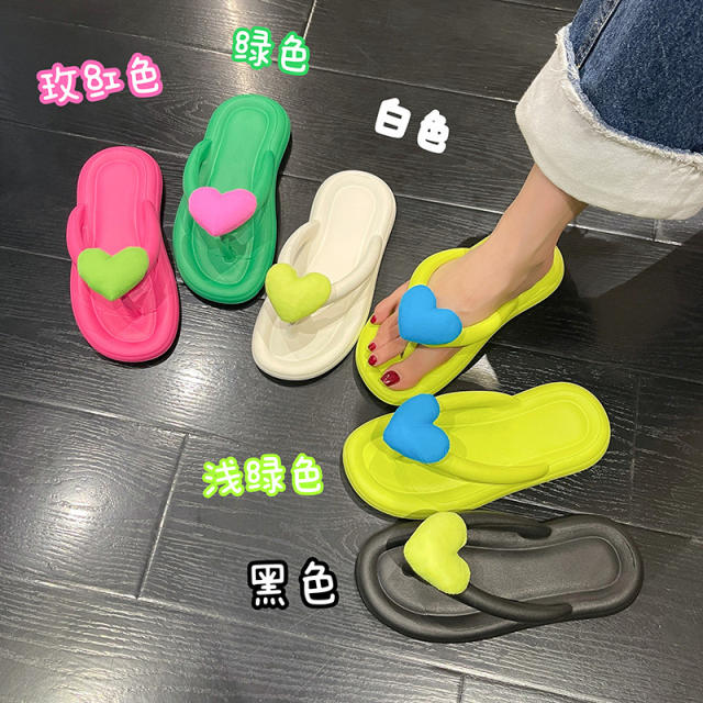 Cute candy color heart super soft eva flip flops slippers