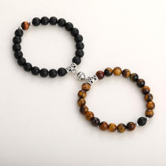 Hot sale natural stone beaded heart Magnetic attraction couple bracelet