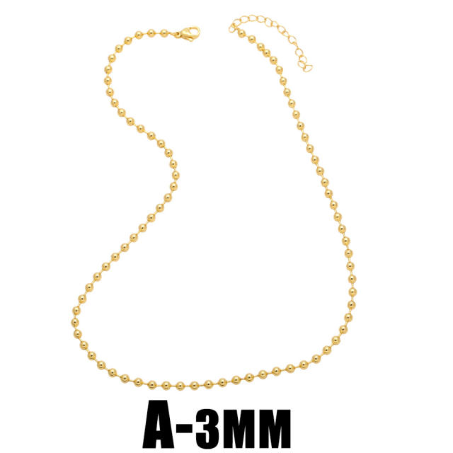 3MM/4MM/5MM/6MM Gold plated copper ball beaded choker necklace