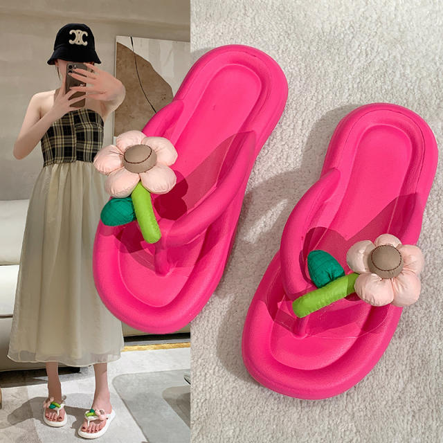 Cute candy color flower eva material flip flops slippers