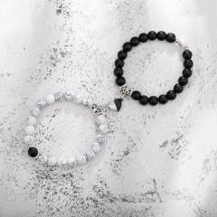 Hot sale natural stone beaded heart Magnetic attraction couple bracelet