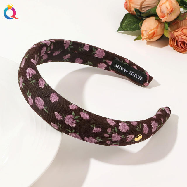 Spring floral pattern sweet padded headband collection
