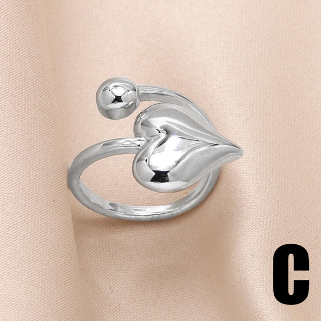 Silver color chunky waterdrop copper finger rings