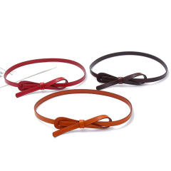 Vintage knotted bow women pu leather belt