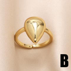 Hot sale chunky waterdrop gold plated copper finger rings