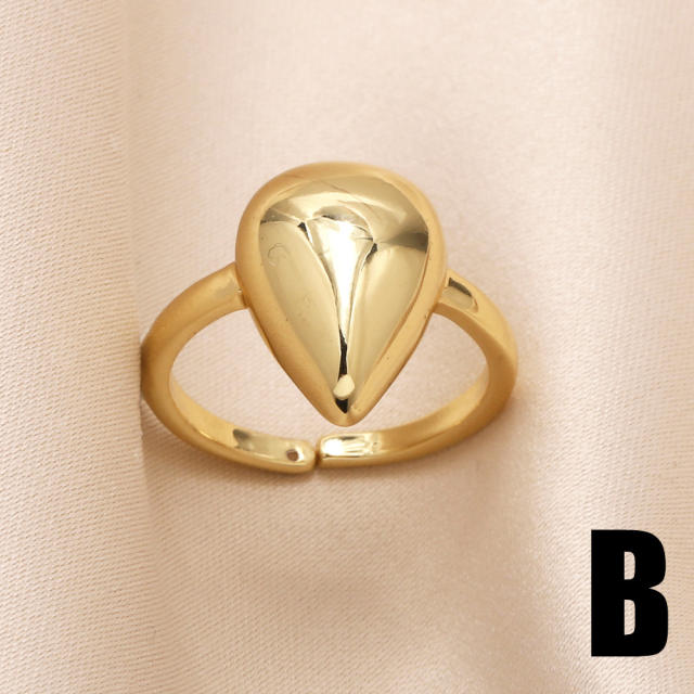 Hot sale chunky waterdrop gold plated copper finger rings
