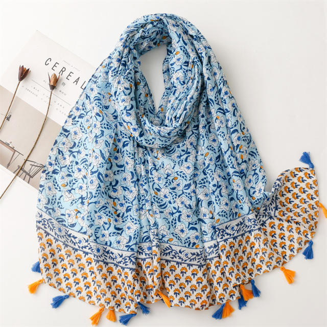 Spring summer floral fashion scarf