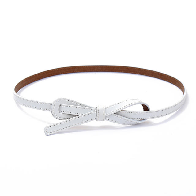 Vintage knotted bow women pu leather belt