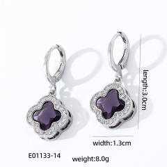 Delicate colorful clover diamodn gold plated copper earrings