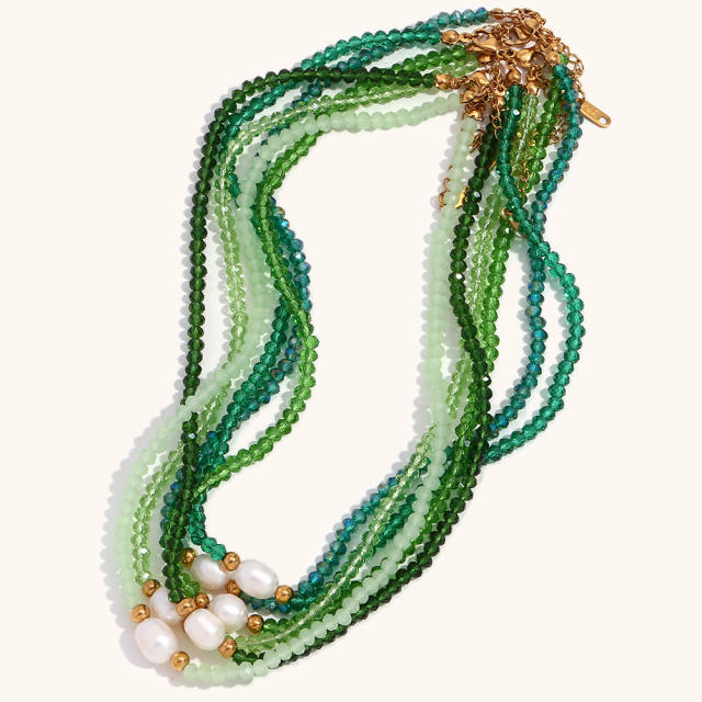 Summer fresh color crystal water pearl bead necklace collection