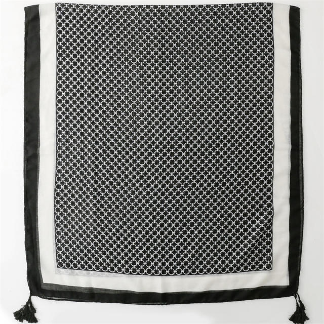 Elegant geometric pattern black color fashion scarf