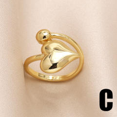 Hot sale chunky waterdrop gold plated copper finger rings